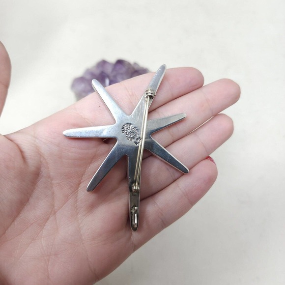 Reveriano Castillo Brooch 925 Sterling Silver Amethyst Sputnik Atomic Pendant - Picture 6 of 7